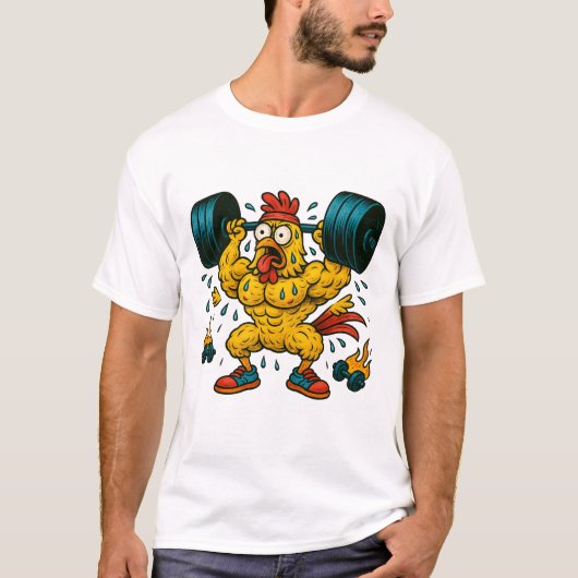 T-shirt Poids forts de levage de poulet (Devant)