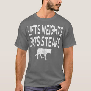 T-shirt Poids Lift Mange Steak Protein Body Builch Banc