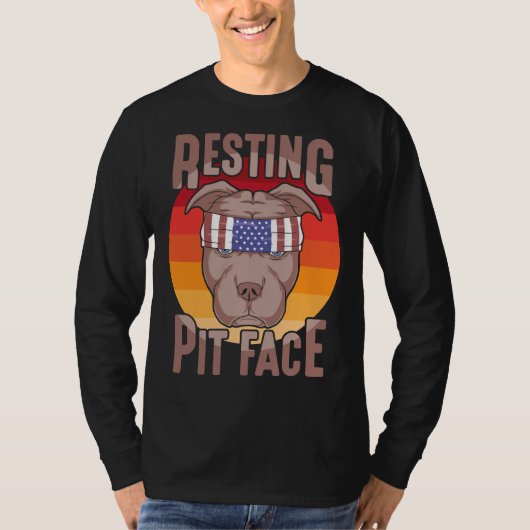 T-shirt Poignée de repos Visage Animal Funny Pit Bull Chie (Devant)
