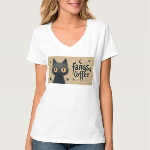 T-shirt Poignées et croquis de café avec Grungy Black Cat