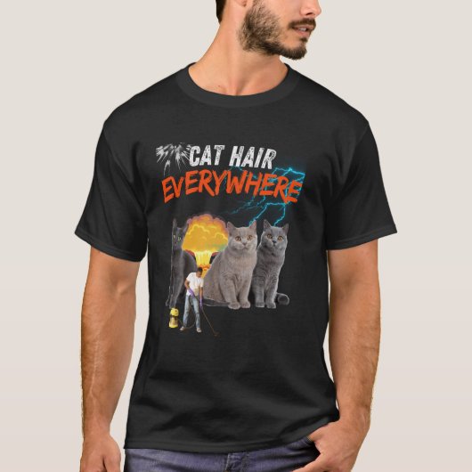 T-shirt Poils de chat partout, conception de chat drôle, a (Devant)