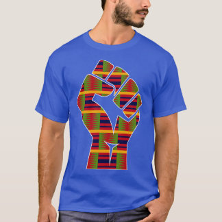 T-shirt Poing d'alimentation noir Kente Cloth