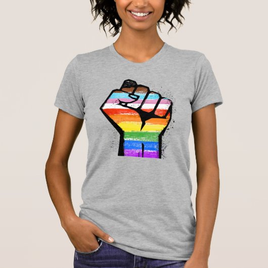 T-SHIRT POING DE FIERTE DU PROGRES LGBTQ (Devant)