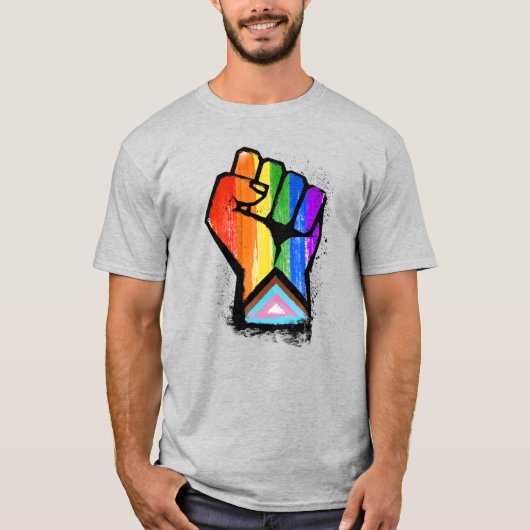 T-SHIRT POING DE FIERTE DU PROGRES LGBTQ (Devant)