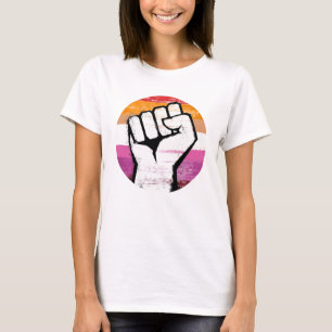 T-shirt Poing de fierté lesbienne en cercle imprimé