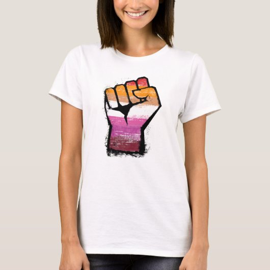 T-shirt Poing de protestation lesbienne (Devant)
