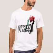 T-shirt Poing de solidarité avec le drapeau palestinien (Devant)