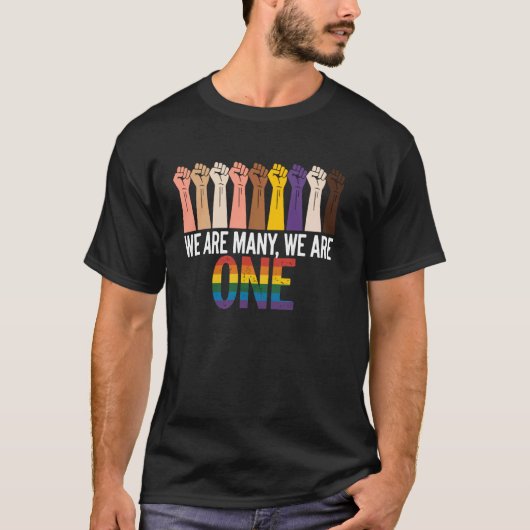 T-shirt Poings Divers Avec Message D'Unité (Devant)