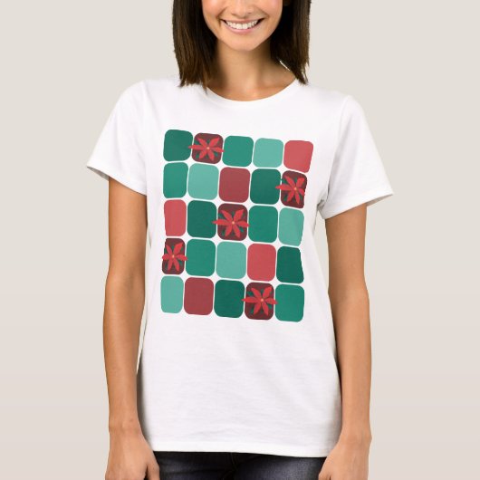T-shirt Poinsettias Patchwork (Devant)