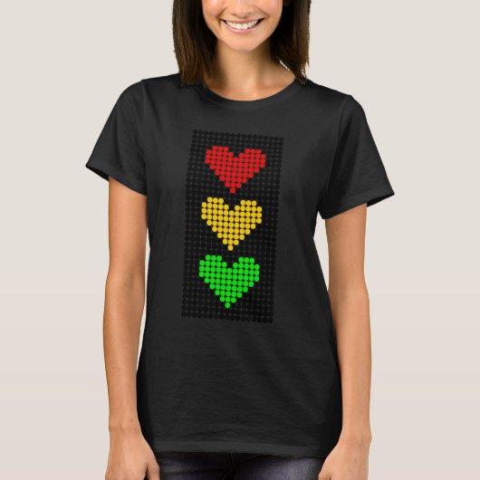 T-shirt Point Coeur Stoplight Signal Stop Attention Aller (Devant)