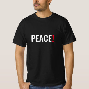 T-shirt Point d'exclamation de paix noir blanc rouge anti-