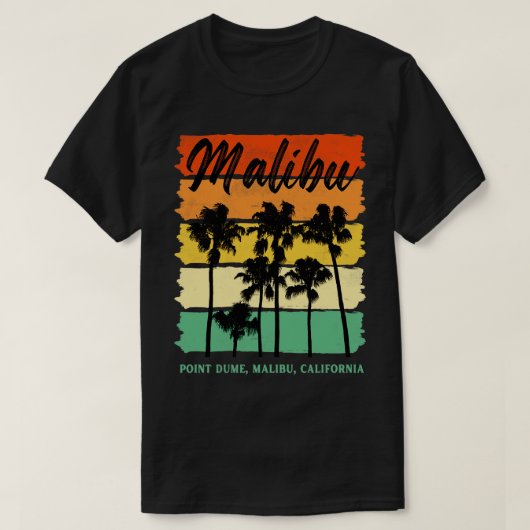 T-shirt Point Dume Malibu California Palm Trees Retro (Design devant)