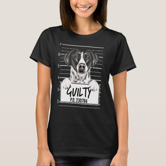 T-shirt Pointer Mugshot Chien coupable (Devant)