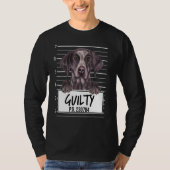 T-shirt Pointeur à cheveux allemand Mugshot Guilty Chien (Devant)