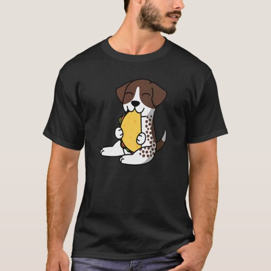 T-shirt Pointeur Allemand À Brève Mangeant Un Chien Taco (Devant)