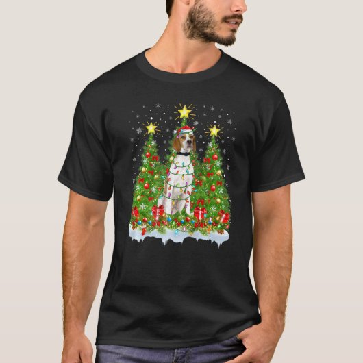 T-shirt Pointeur Anglais Éclairage Xmas Tree Pointeur Angl (Devant)
