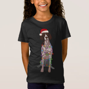 T-Shirt Pointeur court allemand lumières de Noël Noël Noël