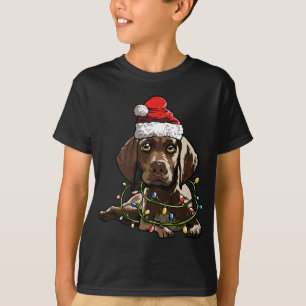 T-shirt Pointeur court allemand Père Noël Christmas Tree L
