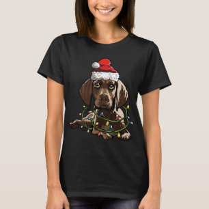 T-shirt Pointeur court allemand Père Noël Christmas Tree L