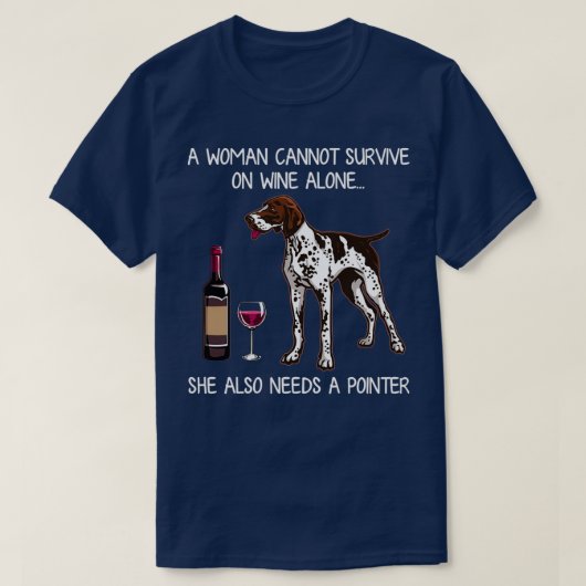 T-shirt Pointeur et vin Drôle Chien (Design devant)