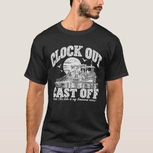 T-shirt Pointeur l'horloge Jeter la pêche Humour de travai