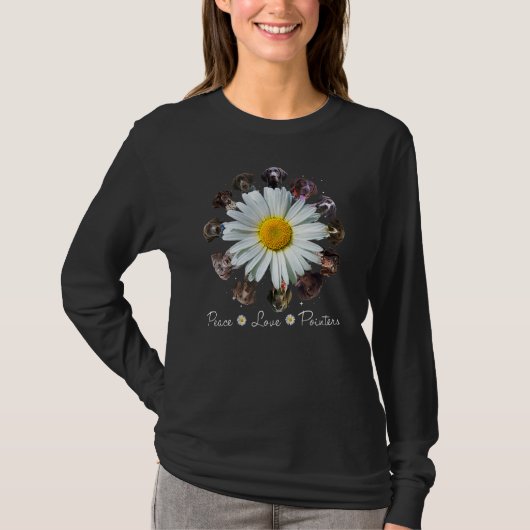T-shirt Pointeurs Chiens Peace Love Daisy Pointers Maman (Devant)