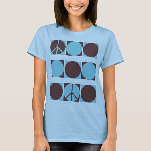 T-shirt Points de paix bleus et Brown (Devant)