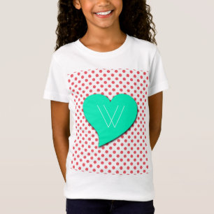 T-Shirt Pois roses de corail - Monogramme par Shirley Tayl