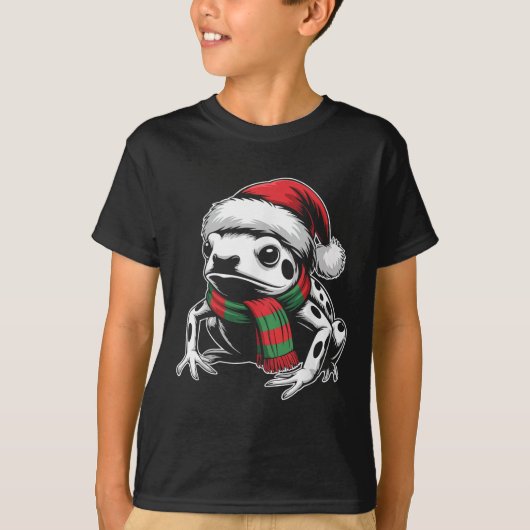 T-shirt Poison Dart Frog Xmas Santa Hat Écharpe Noël Co (Devant)