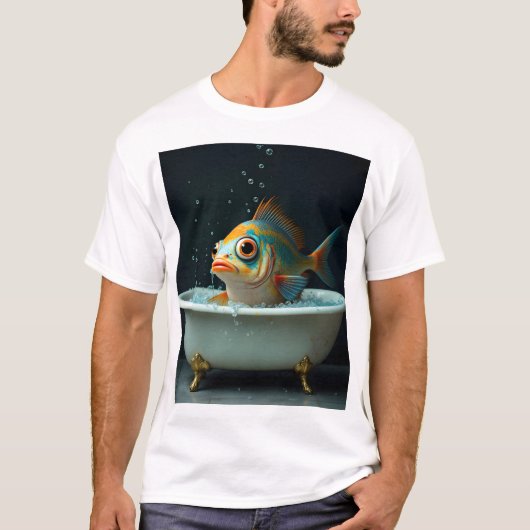 T-shirt Poisson amusant dans le bain (Devant)