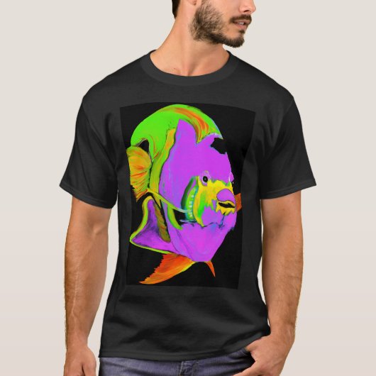 T-shirt Poisson Ange Violet Abstrait (Devant)