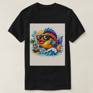 T-shirt Poisson aux Lunettes Funky : Autocollant d'Océan d