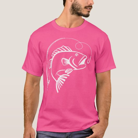T-shirt Poisson Avec Bâton De Pêche (Devant)