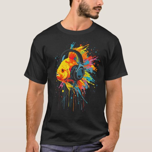 T-shirt Poisson Avec Écouteurs (Devant)