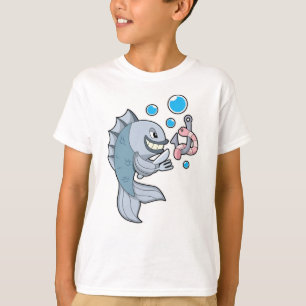T-shirt Poisson avec hameçon et ver de poisson