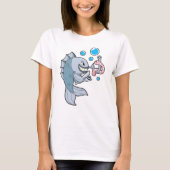 T-shirt Poisson avec hameçon et ver de poisson (Devant)