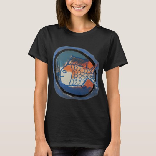 T-shirt Poisson bleu et orange (Devant)