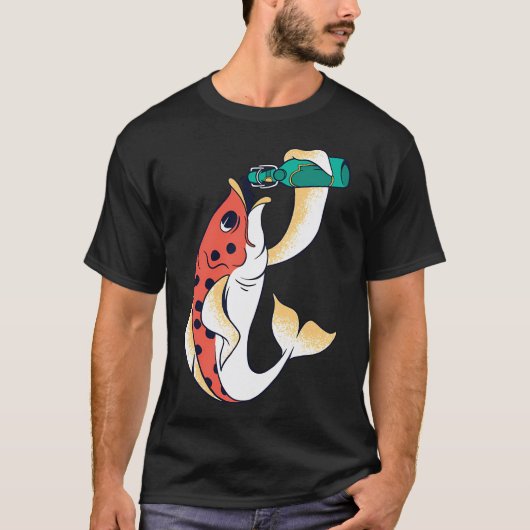 T-shirt Poisson buvant de la bière (Devant)