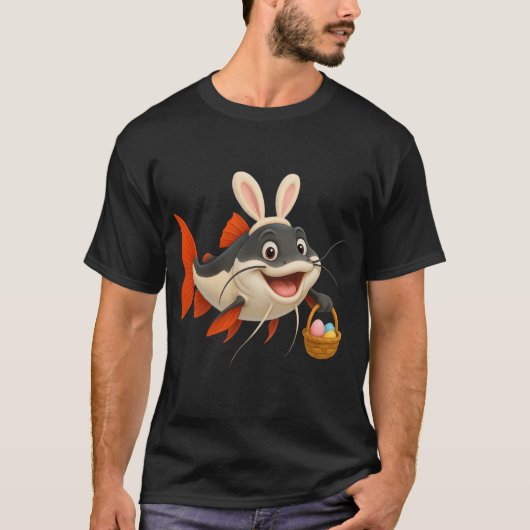 T-shirt Poisson-chat à queue rouge de Pâques (Devant)