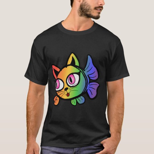T-shirt Poisson-chat arc-en-ciel (Devant)