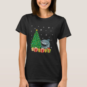 T-shirt Poisson-chat Éclairage de l'arbre de Noël Chapeau