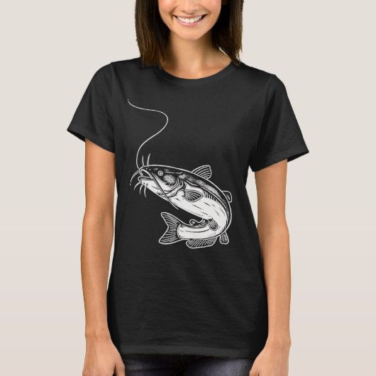 T-shirt Poisson-chat sur la ligne (Devant)