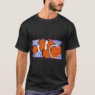 T-shirt Poisson clown avec fond de vague bleue