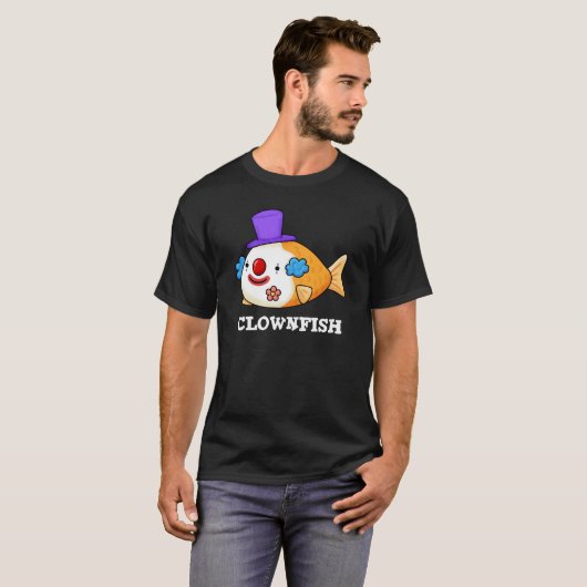 T-shirt Poisson clown Funky Animal Poisson Pun Dark BG (Devant entier)