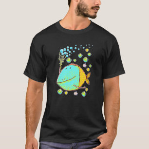 T-shirt Poisson Coloré Avec Des Bulles Et Des Petits Poiss