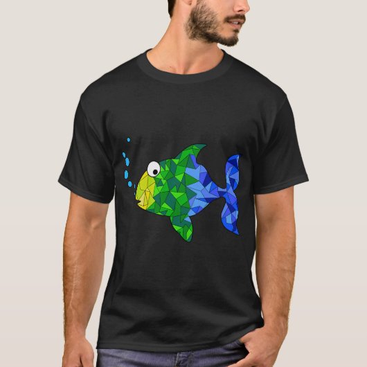 T-shirt Poisson coloré géométrique (Devant)