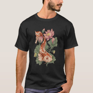 T-shirt Poisson coloré Koi Réaliste Floral Koi Poisson Ani