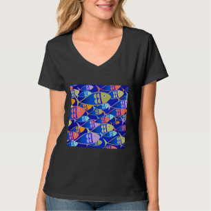 T-shirt Poisson coloré Motif graphique bleu Aqua Orange La