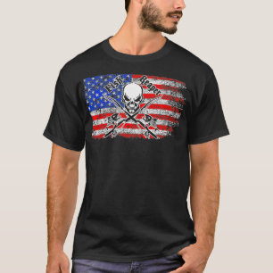 T-shirt Poisson cool Craignez-moi Crâne Américain Drapeau
