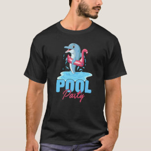 T-shirt Poisson dauphin portant un flotteur flamant rose É